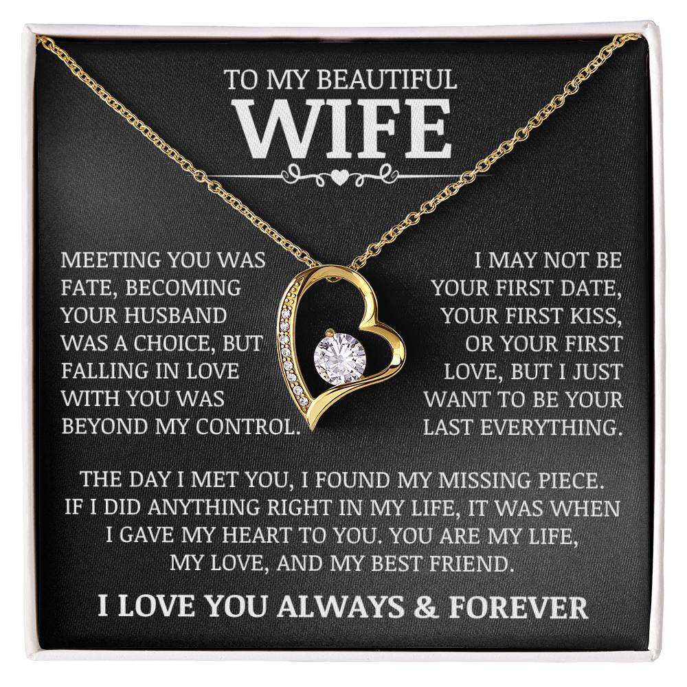 To My Beautiful Wife "Meeting You Was Fate" Forever Love Necklace