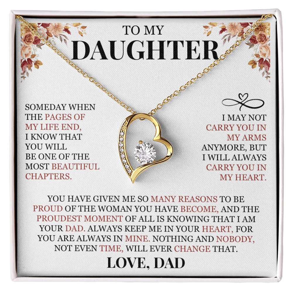 To My Daughter "I Will Always Carry You In My Heart" Forever Love Necklace