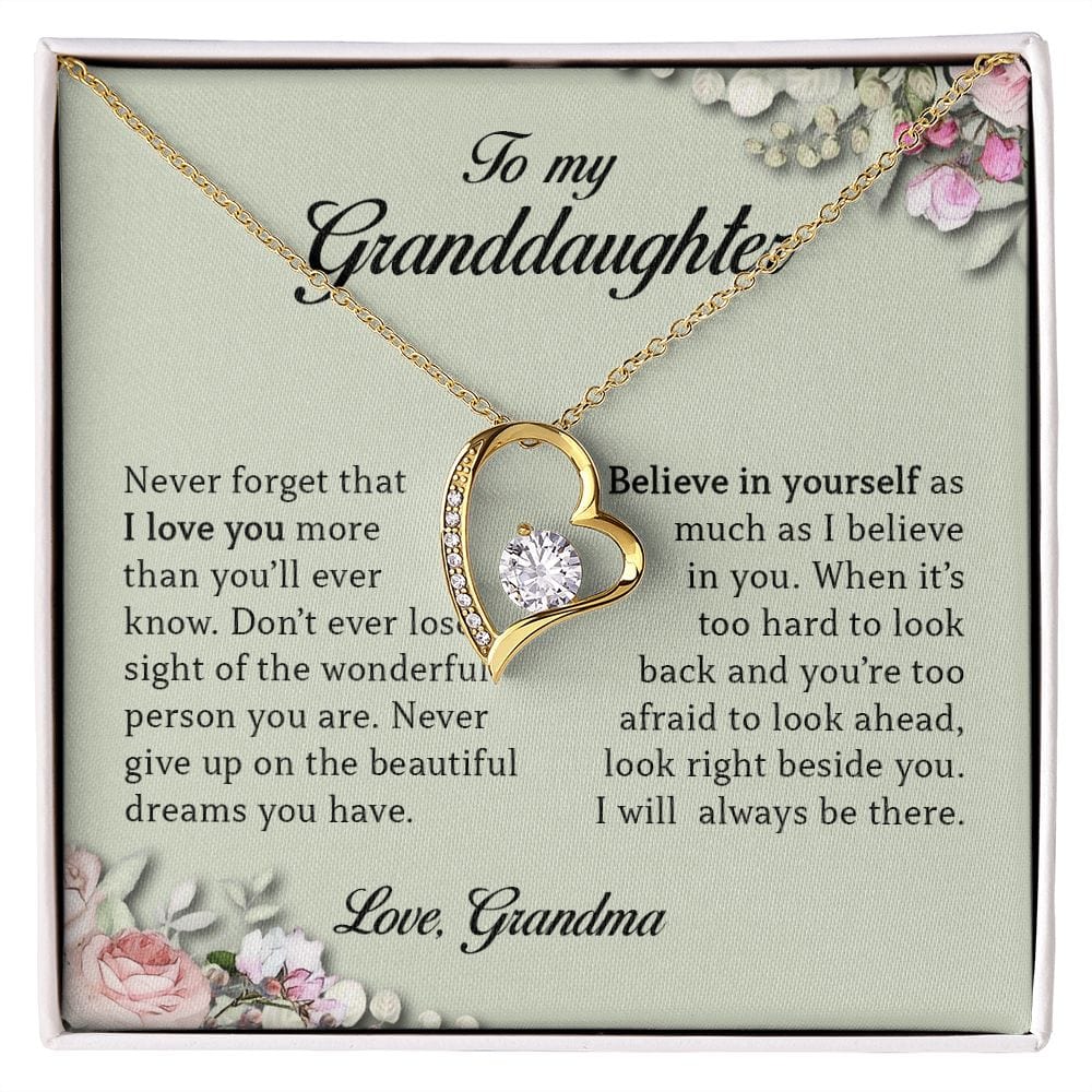 To My Granddaughter, Forever Heart Necklace