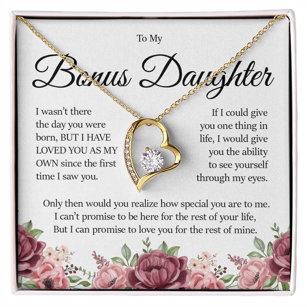 To My Bonus Daughter, Forever Heart Necklace