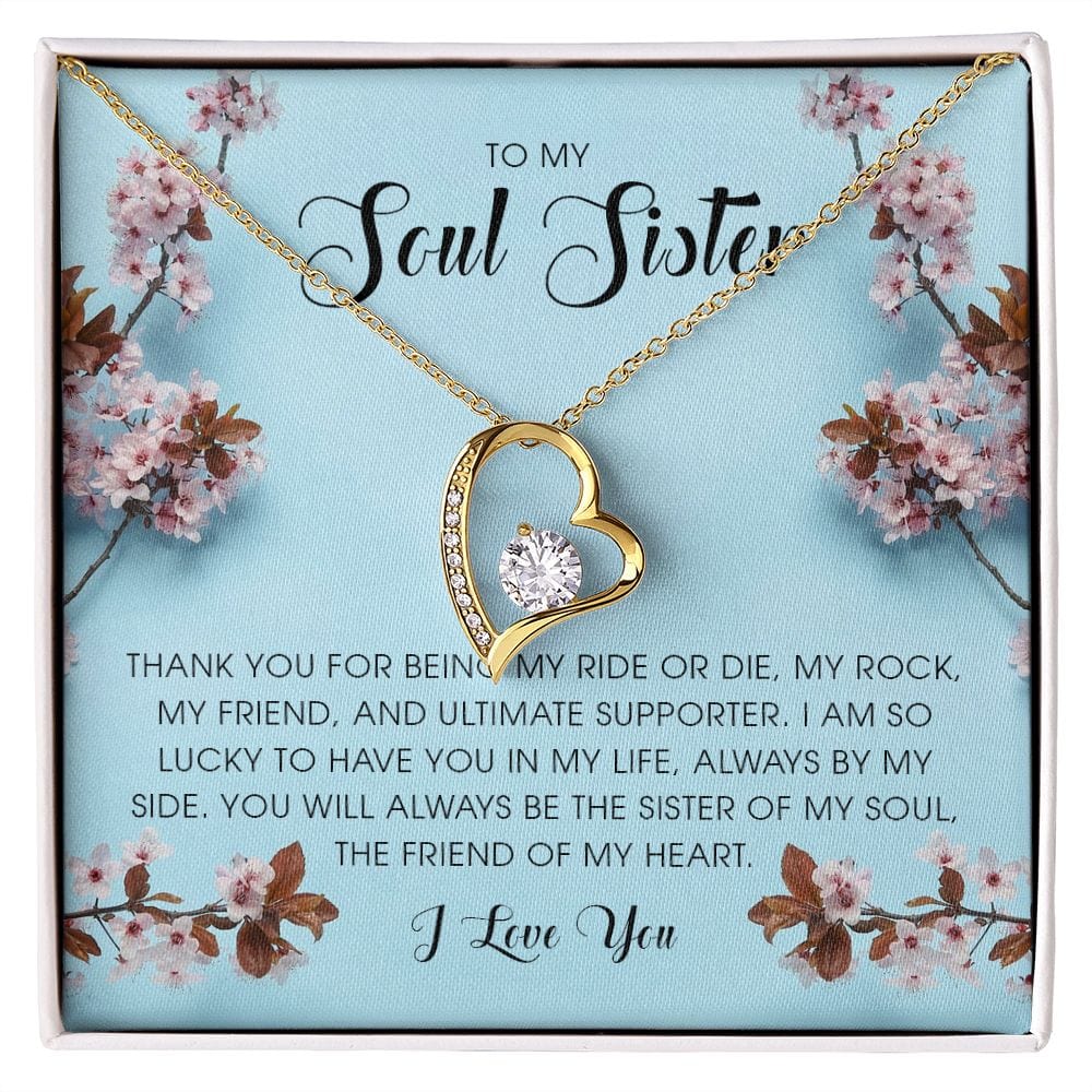 To My Soul Sister, Forever Heart Necklace