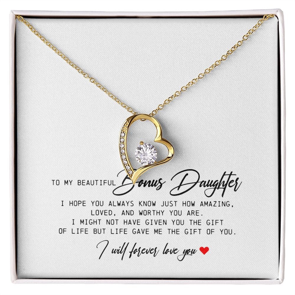To My Beautiful Bonus Daughter, Forever Heart Necklace