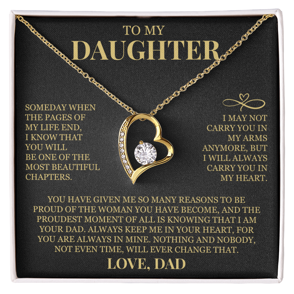 To My Daughter "Always Carry Me In Your Heart" Forever Love Necklace