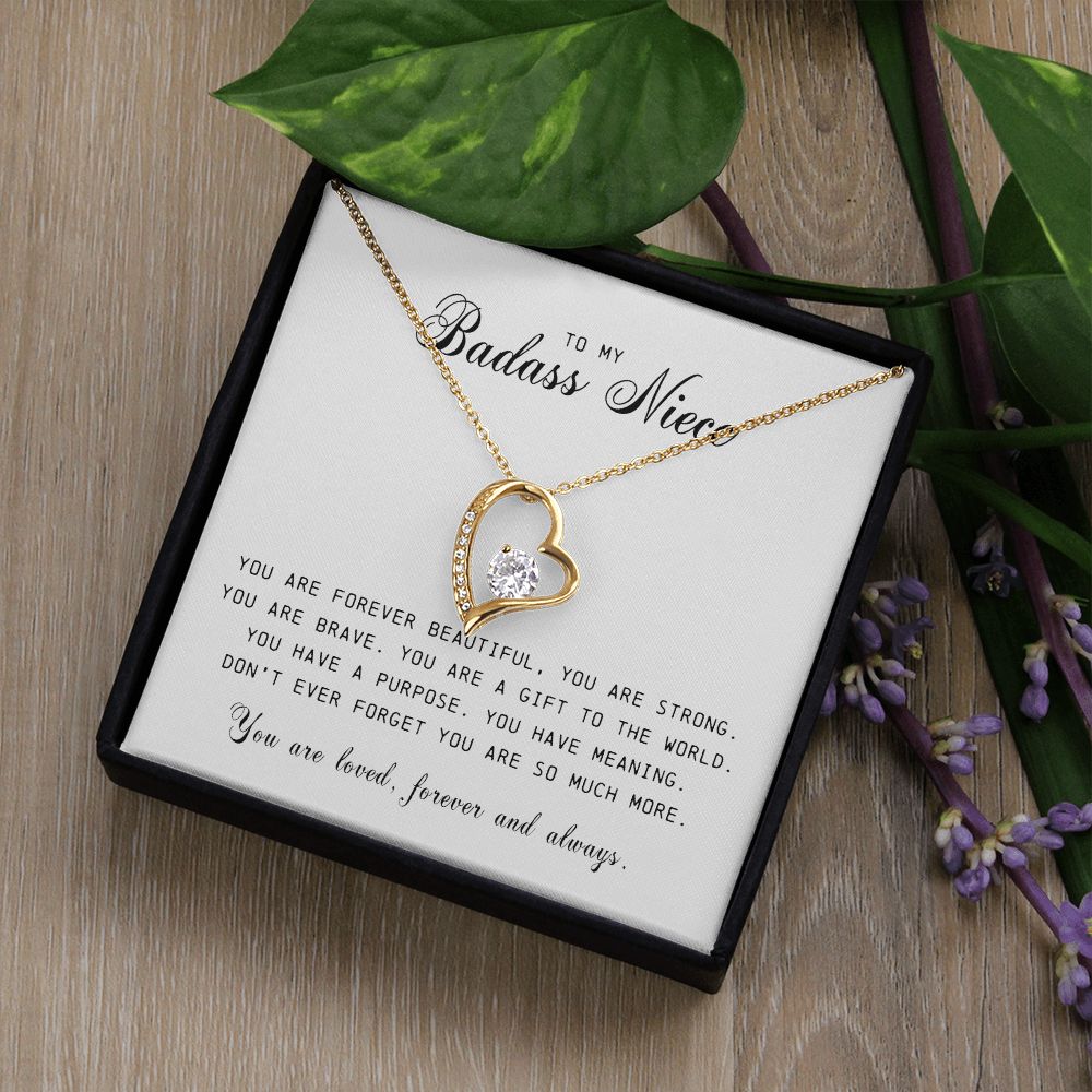 To My Badass Niece, Forever Heart Necklace