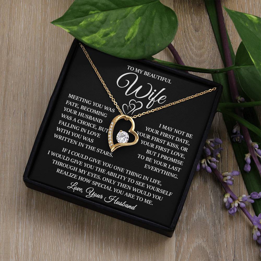 To My Beautiful Wife "Written In The Stars" Heart Necklace
