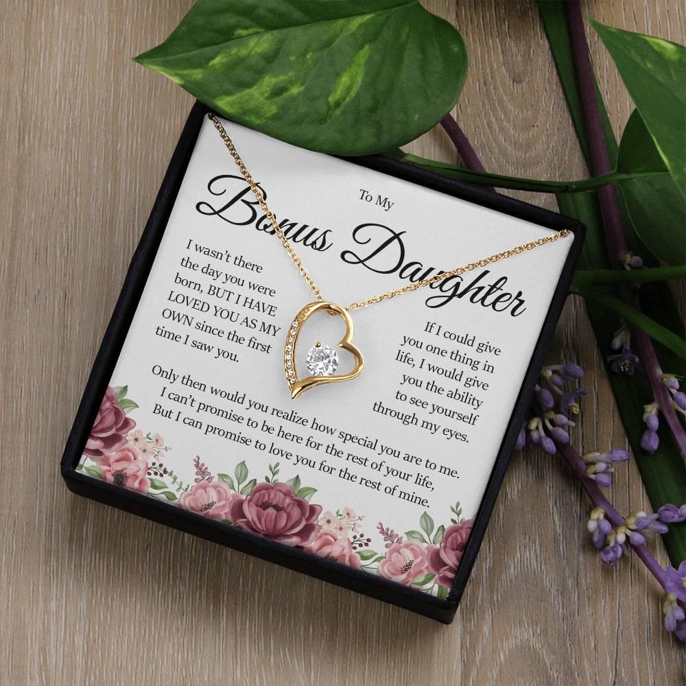 To My Bonus Daughter, Forever Heart Necklace