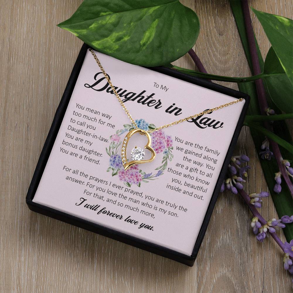 To My Daughter In Law, Forever Heart Necklace