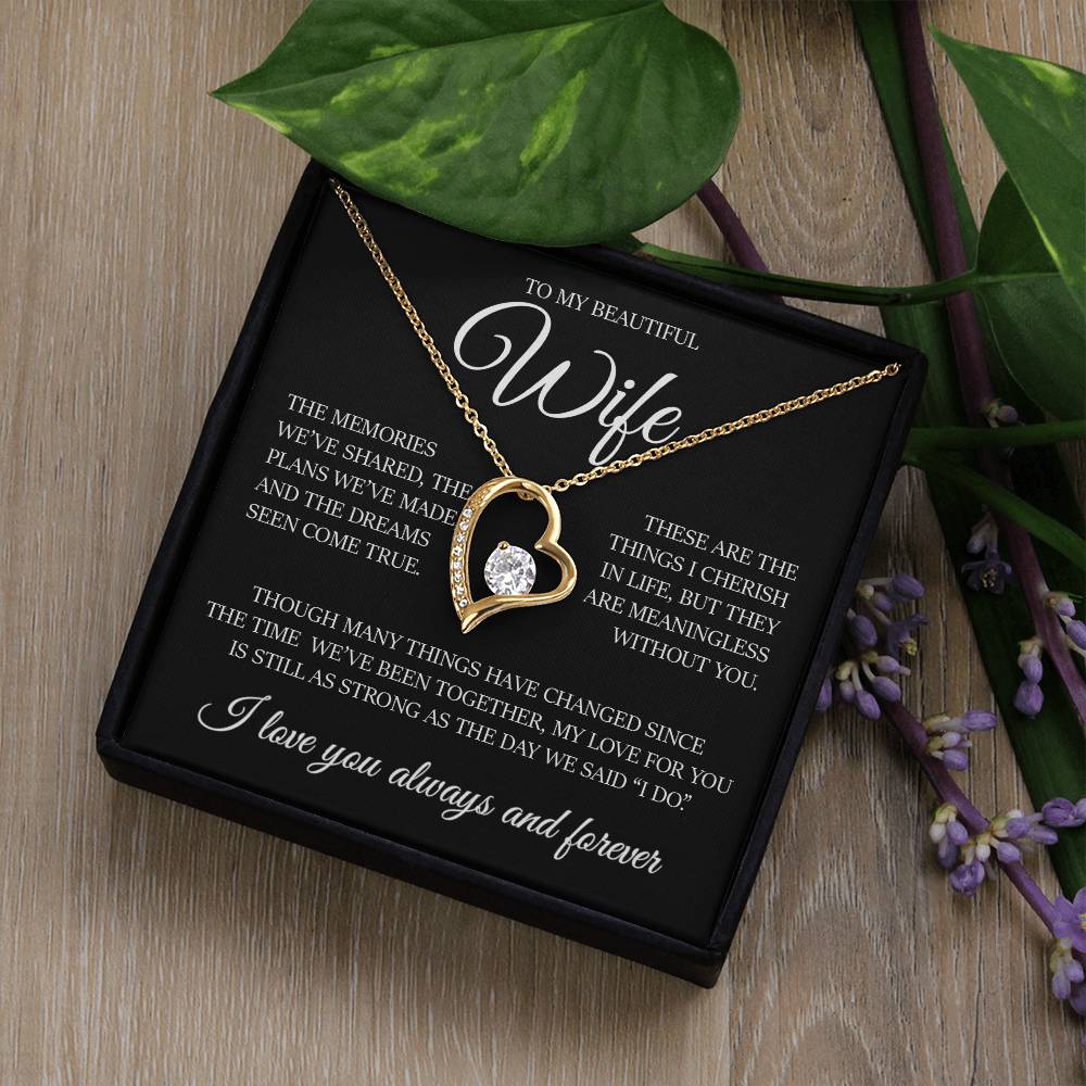 To My Beautiful Wife " Dreams Come True" Heart Necklace