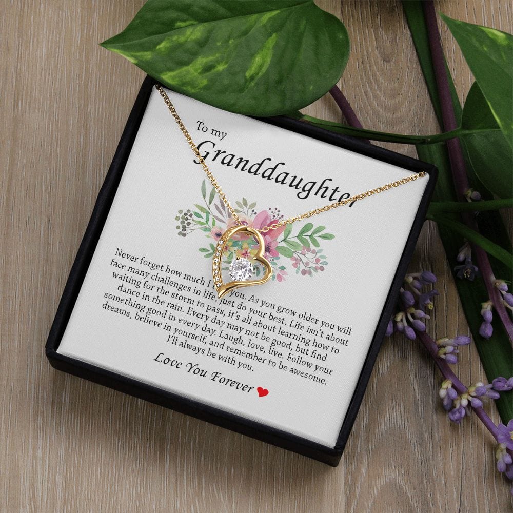 To My Granddaughter, Forever Heart Necklace