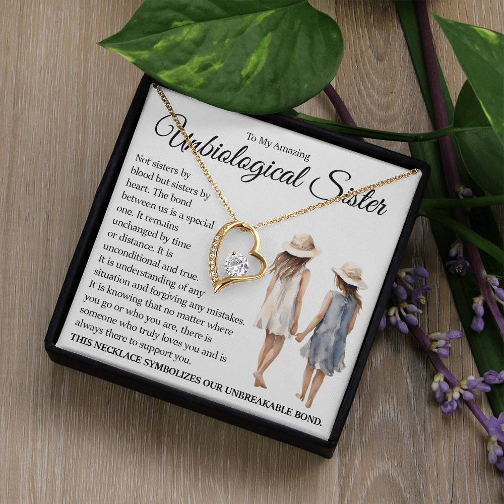 Forever Heart Necklace, Unbiological Sister Gift