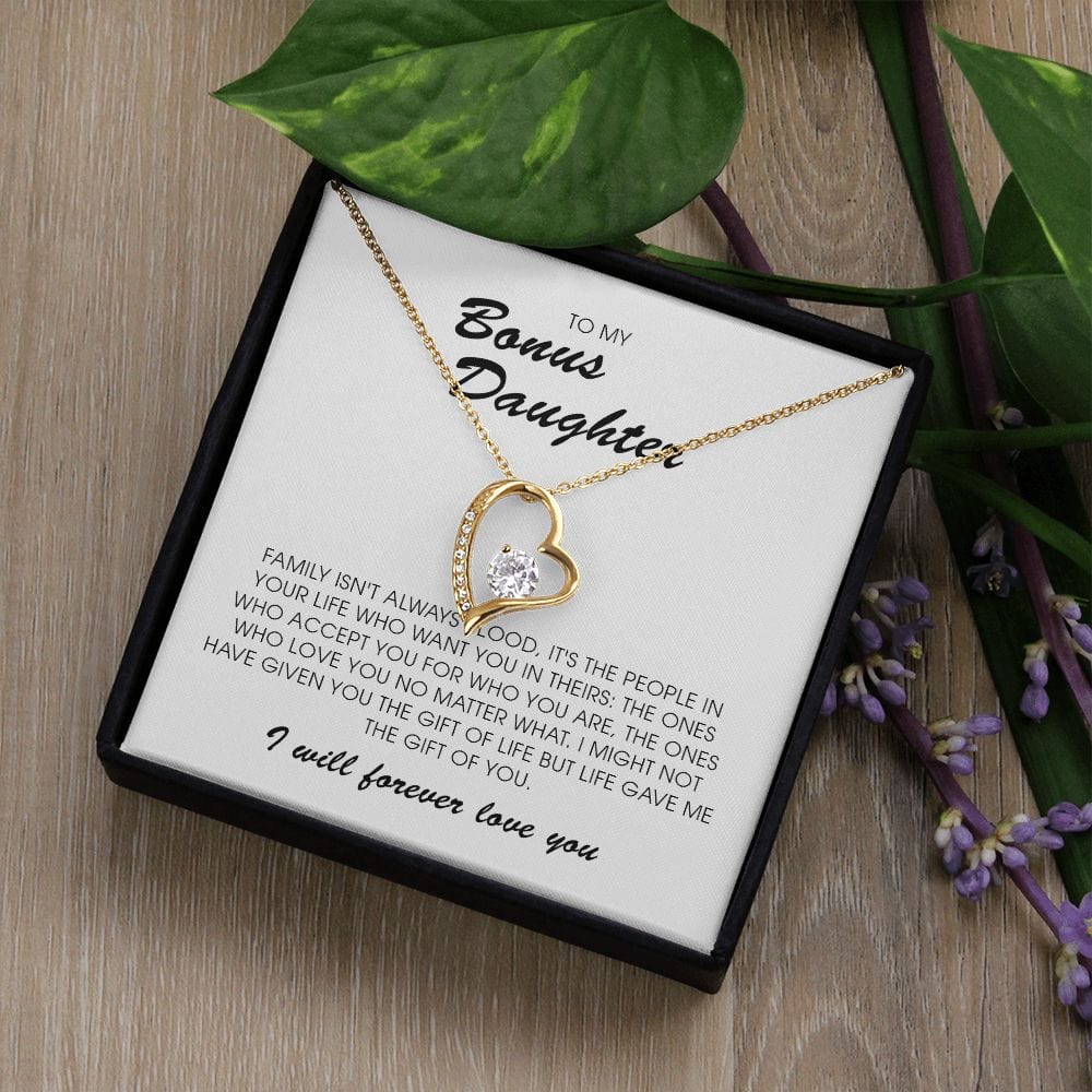To My Bonus Daughter, Forever Heart Necklace