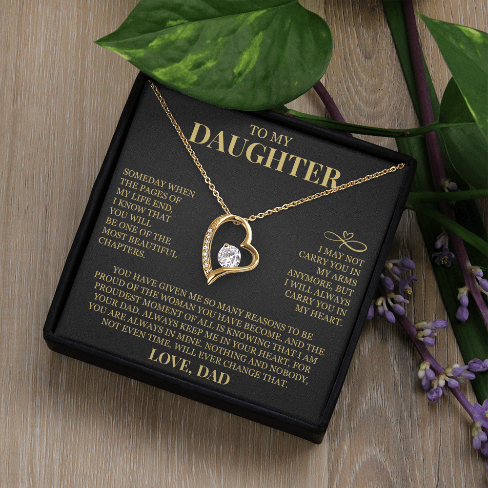 To My Daughter "Always Carry Me In Your Heart" Forever Love Necklace