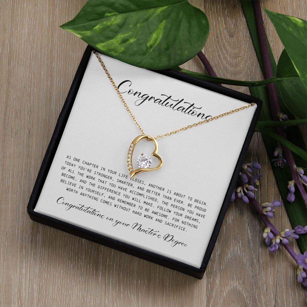 Congratulations on Your Master's Degree, Forever Heart Necklace, Gift for Graduation
