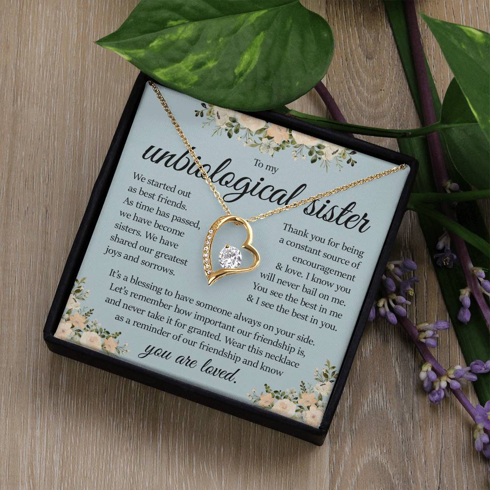 Forever Heart Necklace, Unbiological Sister Gift