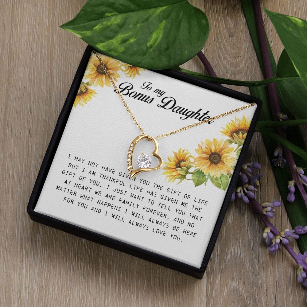 To My Bonus Daughter, Forever Heart Necklace