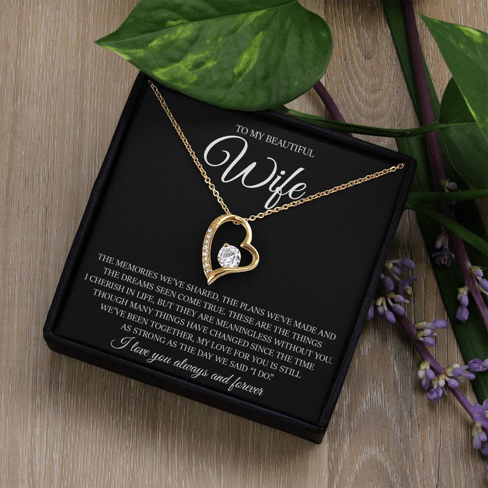 To My Beautiful Wife "My Love For You Is Still As Strong As The Day We Said I Do" Love Necklace
