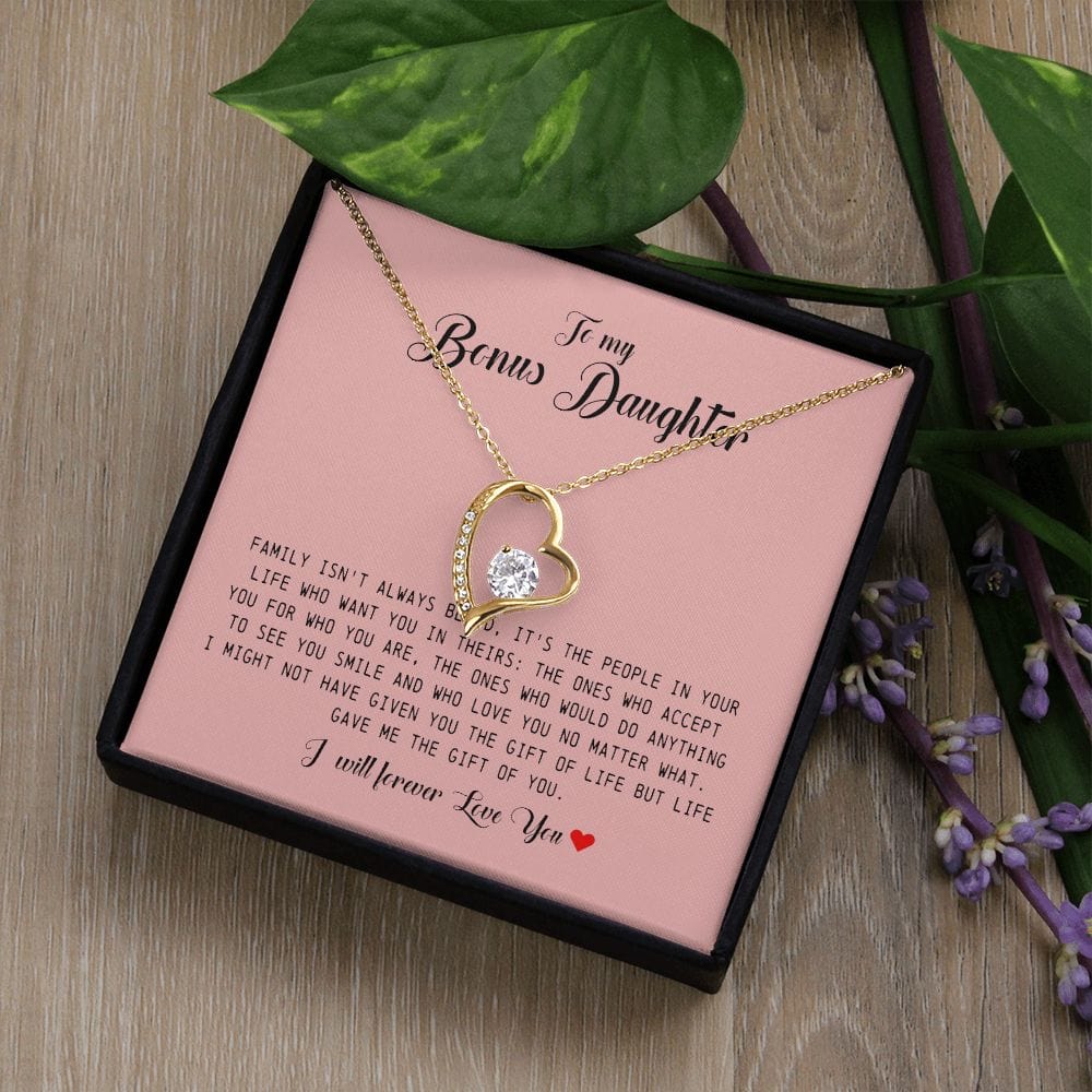 To My Bonus Daughter, Forever Heart Necklace