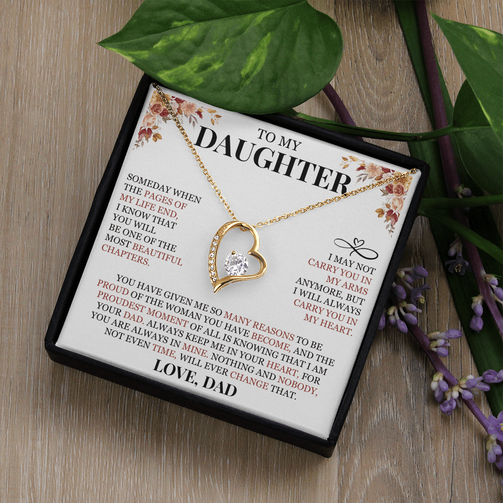 To My Daughter "I Will Always Carry You In My Heart" Forever Love Necklace