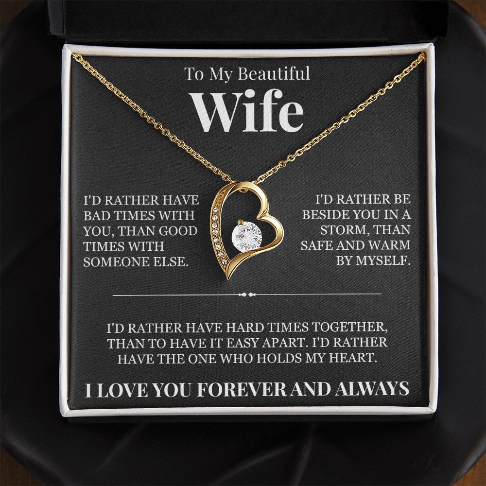 Forever Love Necklace - To My Beautiful Wife "The One Who Holds My Heart"