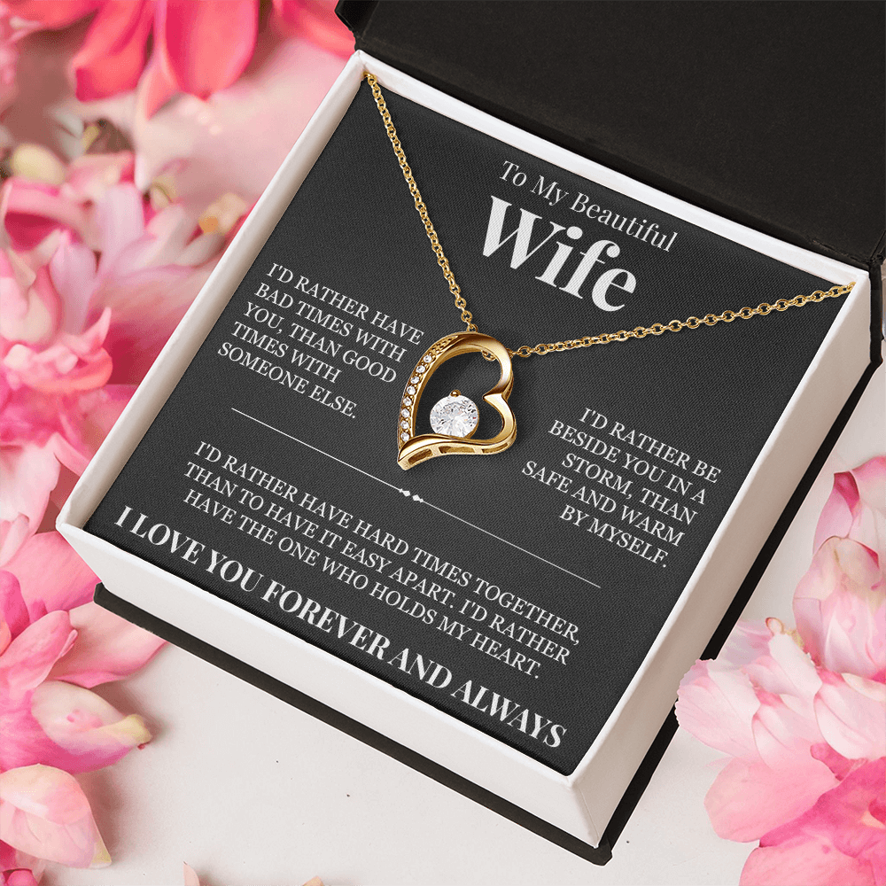 Forever Love Necklace - To My Beautiful Wife "The One Who Holds My Heart"