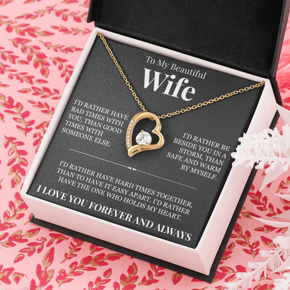 Forever Love Necklace - To My Beautiful Wife "The One Who Holds My Heart"
