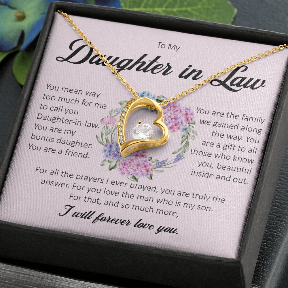 To My Daughter In Law, Forever Heart Necklace