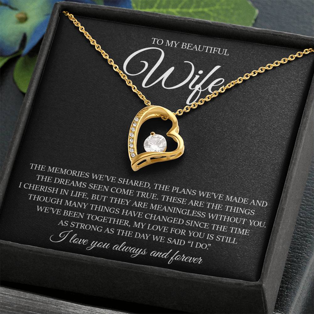To My Beautiful Wife "My Love For You Is Still As Strong As The Day We Said I Do" Love Necklace