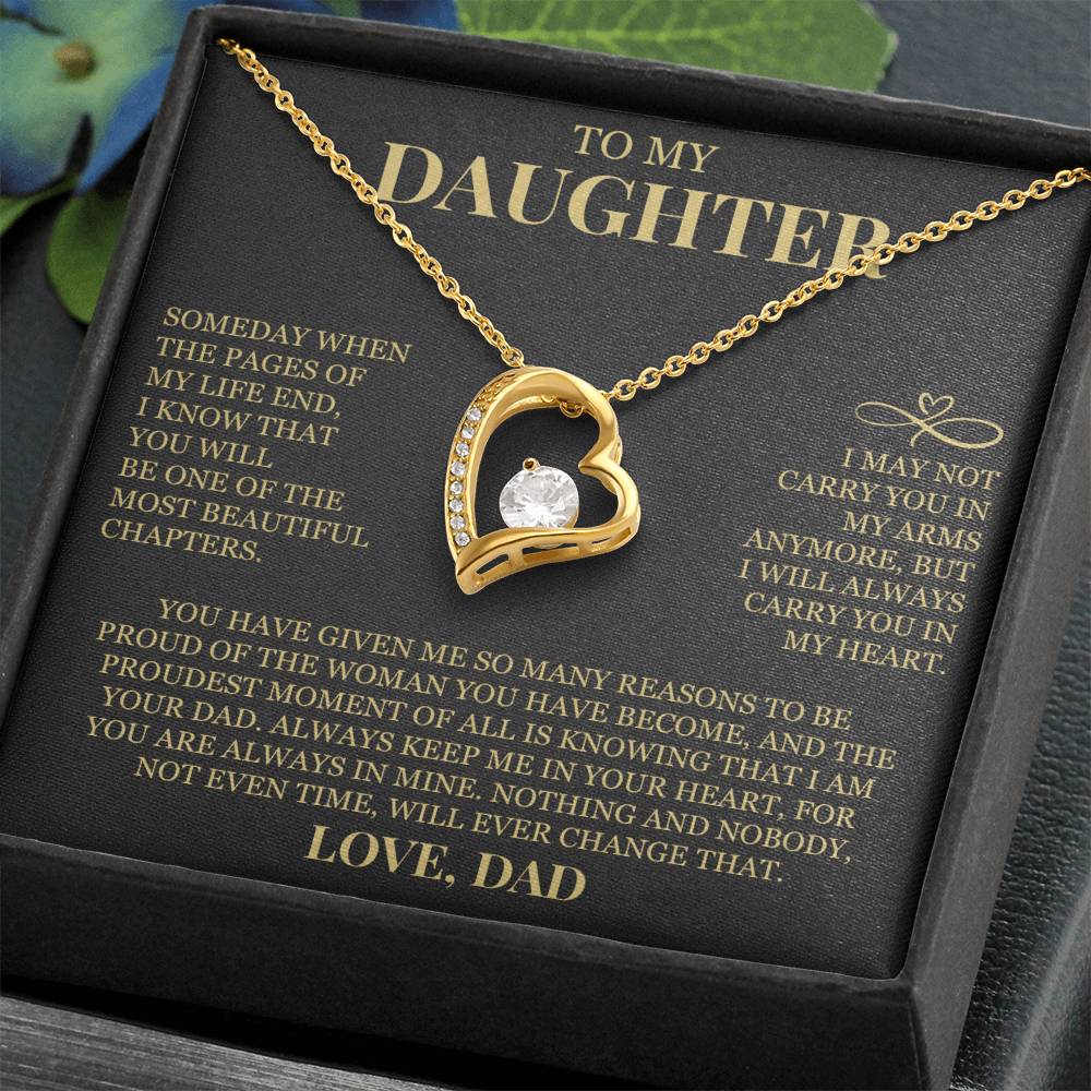 To My Daughter "Always Carry Me In Your Heart" Forever Love Necklace