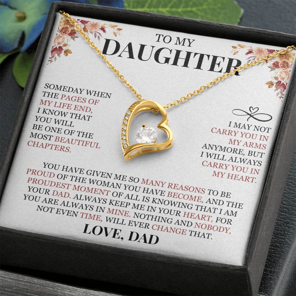 To My Daughter "I Will Always Carry You In My Heart" Forever Love Necklace