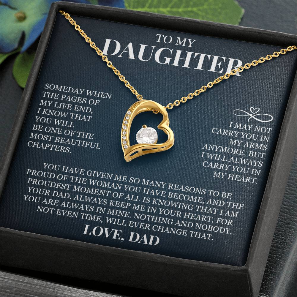 To My Daughter "Always Keep Me In Your Heart" Forever Love Necklace