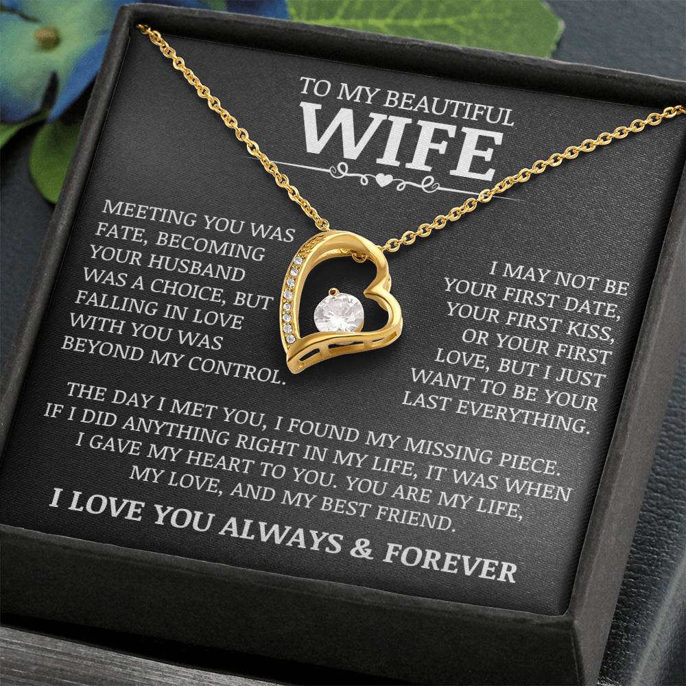 To My Beautiful Wife "Meeting You Was Fate" Forever Love Necklace