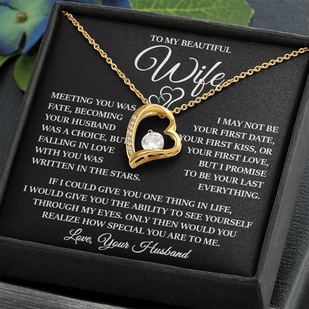 To My Beautiful Wife "Written In The Stars" Heart Necklace