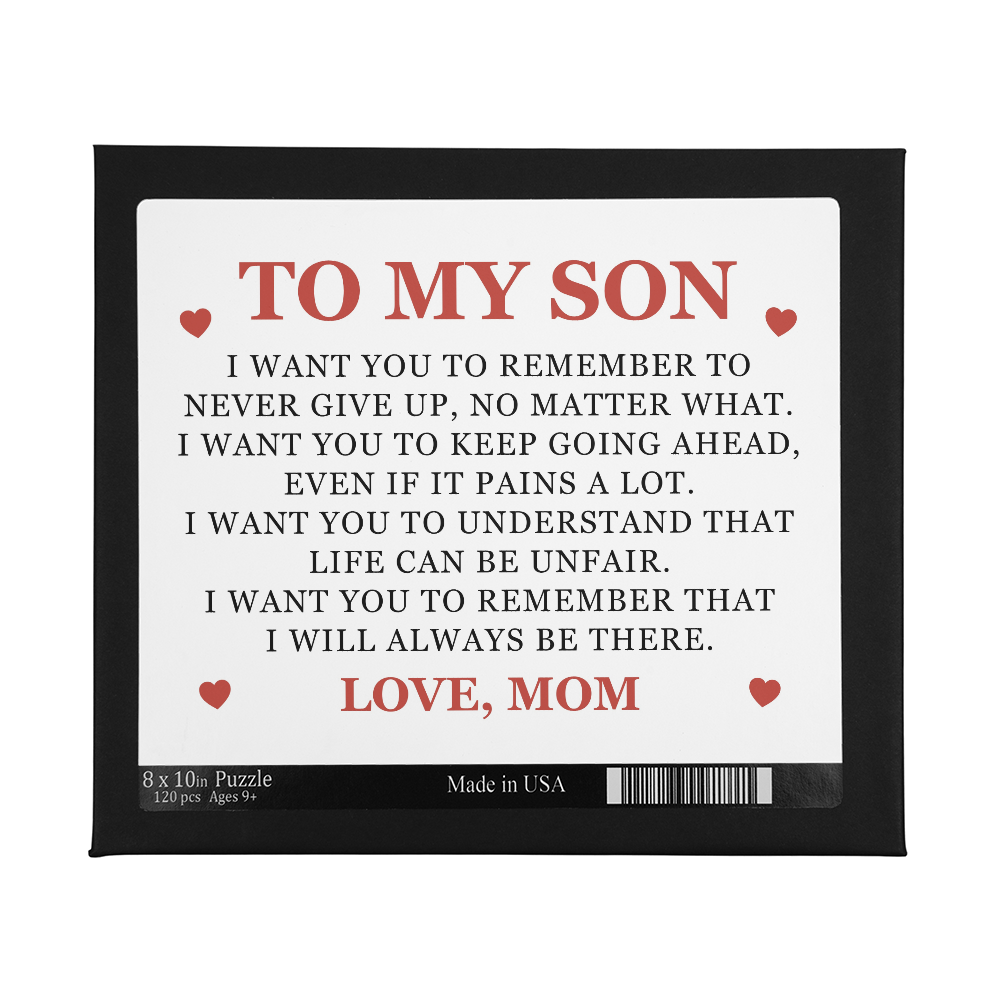 Jigsaw Puzzle 8" x 10" - To My Son "Never Give Up"