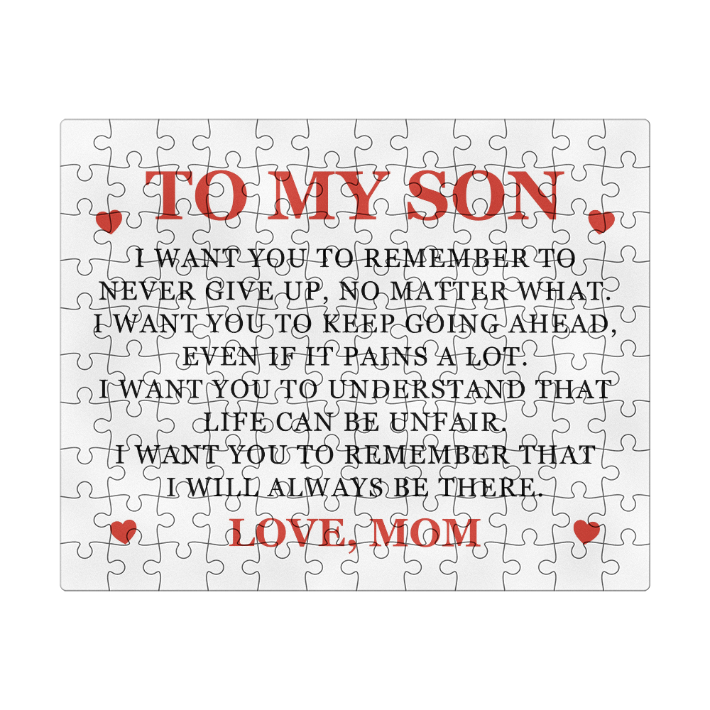 Jigsaw Puzzle 8" x 10" - To My Son "Never Give Up"