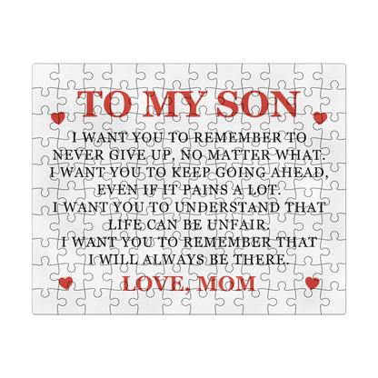 Jigsaw Puzzle 8" x 10" - To My Son "Never Give Up"