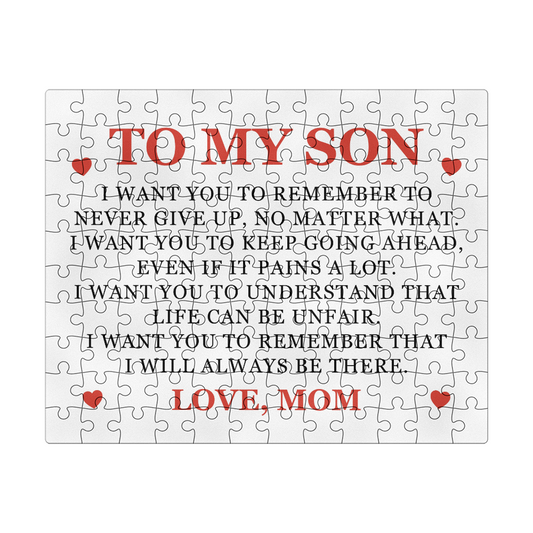 Jigsaw Puzzle 8" x 10" - To My Son "Never Give Up"