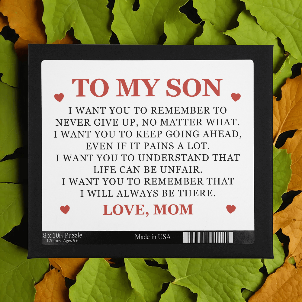 Jigsaw Puzzle 8" x 10" - To My Son "Never Give Up"