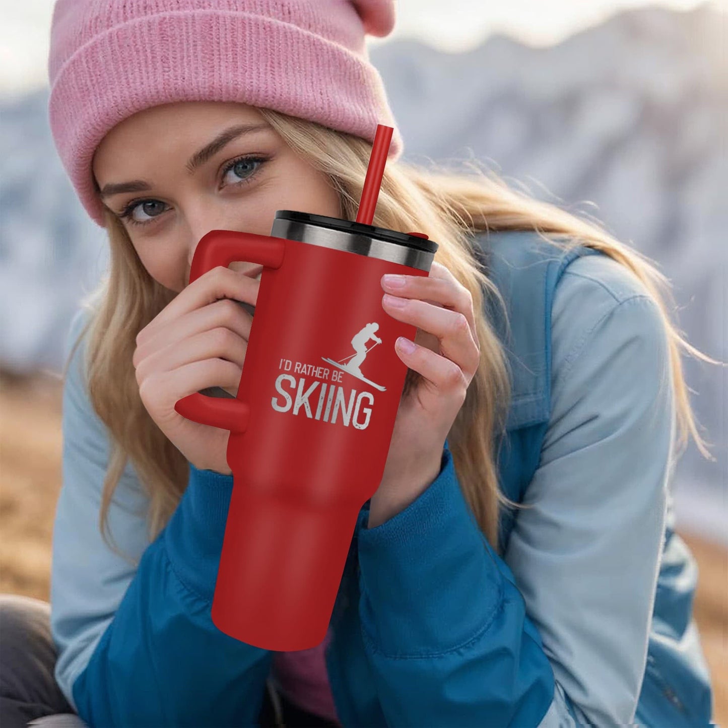 I'd rather be skiing 40oz tumbler