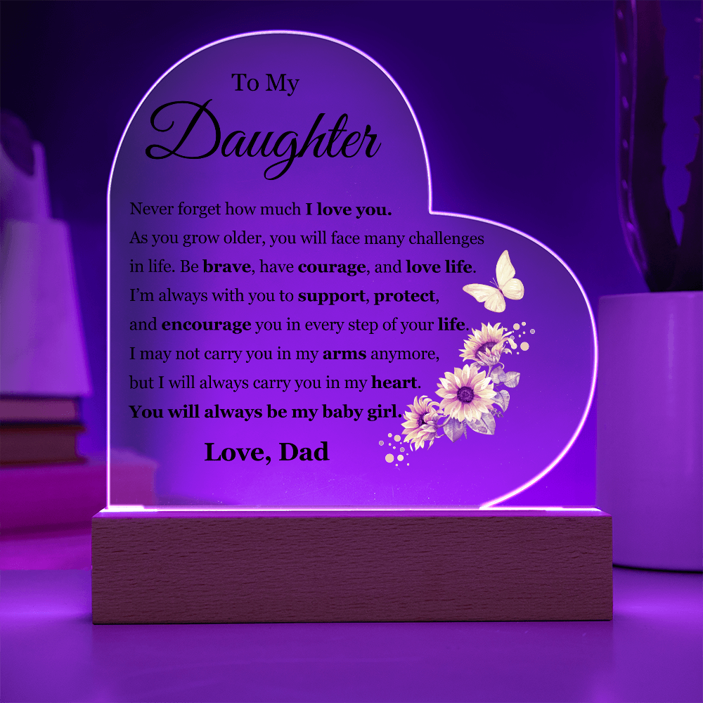 Acrylic Heart Plaque - To My Daughter "I Love You"