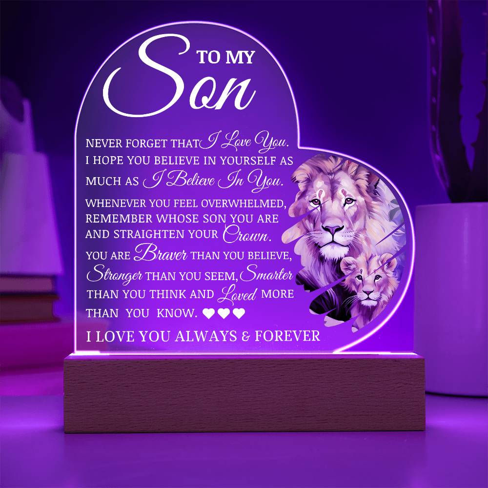 To My Son "I Believe In You" LED Acrylic Lamp