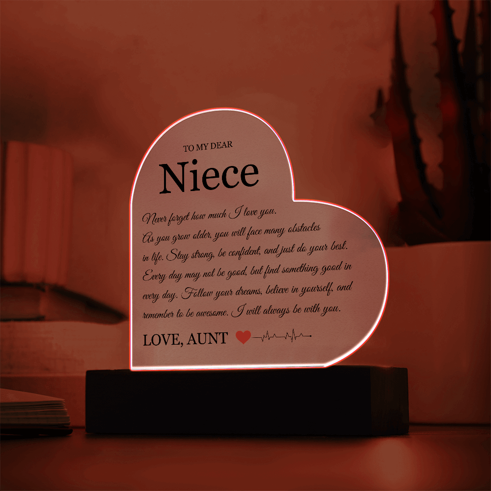 Acrylic Heart Plaque - To My Dear Niece