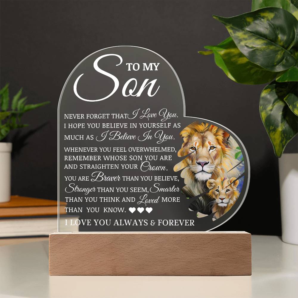 To My Son "I Believe In You" LED Acrylic Lamp