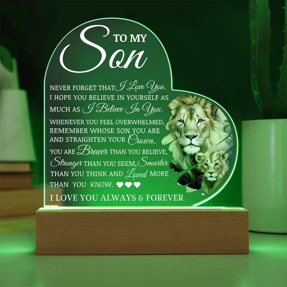 To My Son "I Believe In You" LED Acrylic Lamp