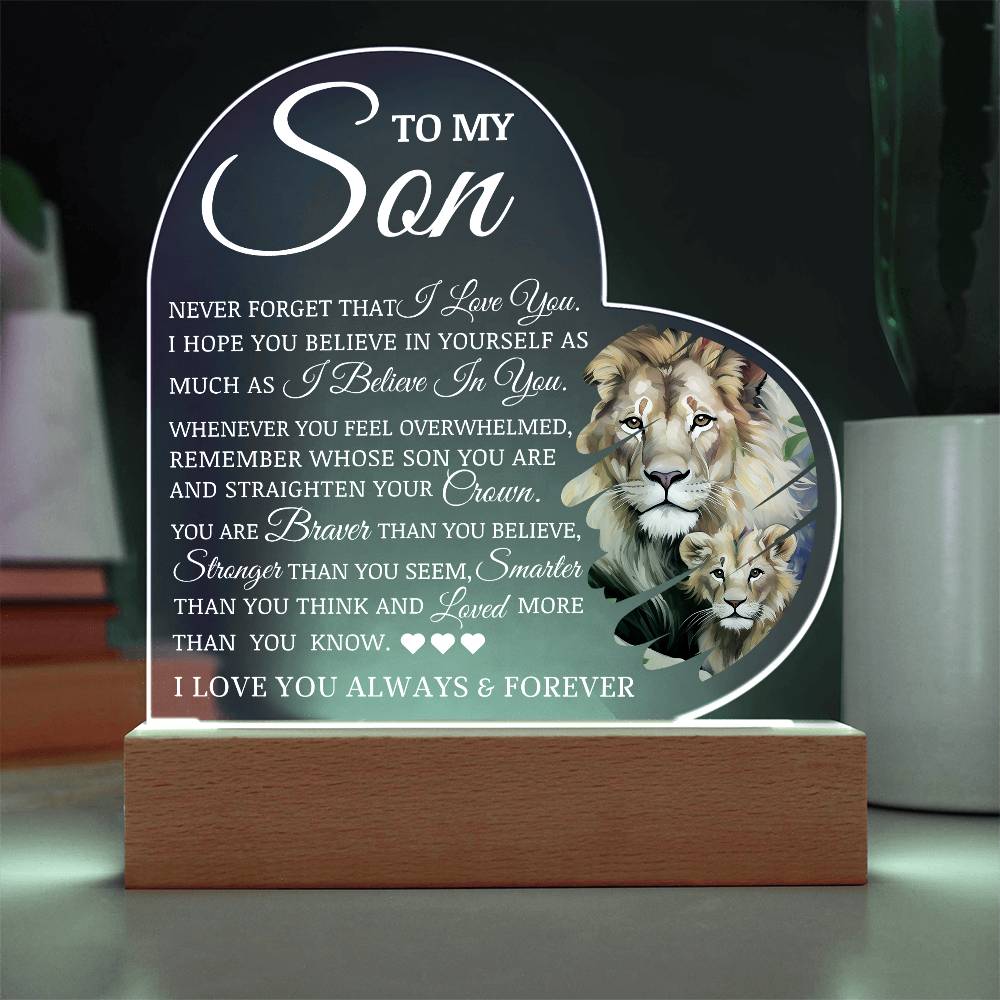 To My Son "I Believe In You" LED Acrylic Lamp