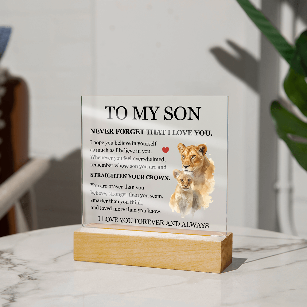 Square Acrylic Plaque - To My Son "Never Forget That I Love You"