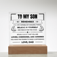 Acrylic Square Plaque - To My Son "Believe in Yourself"