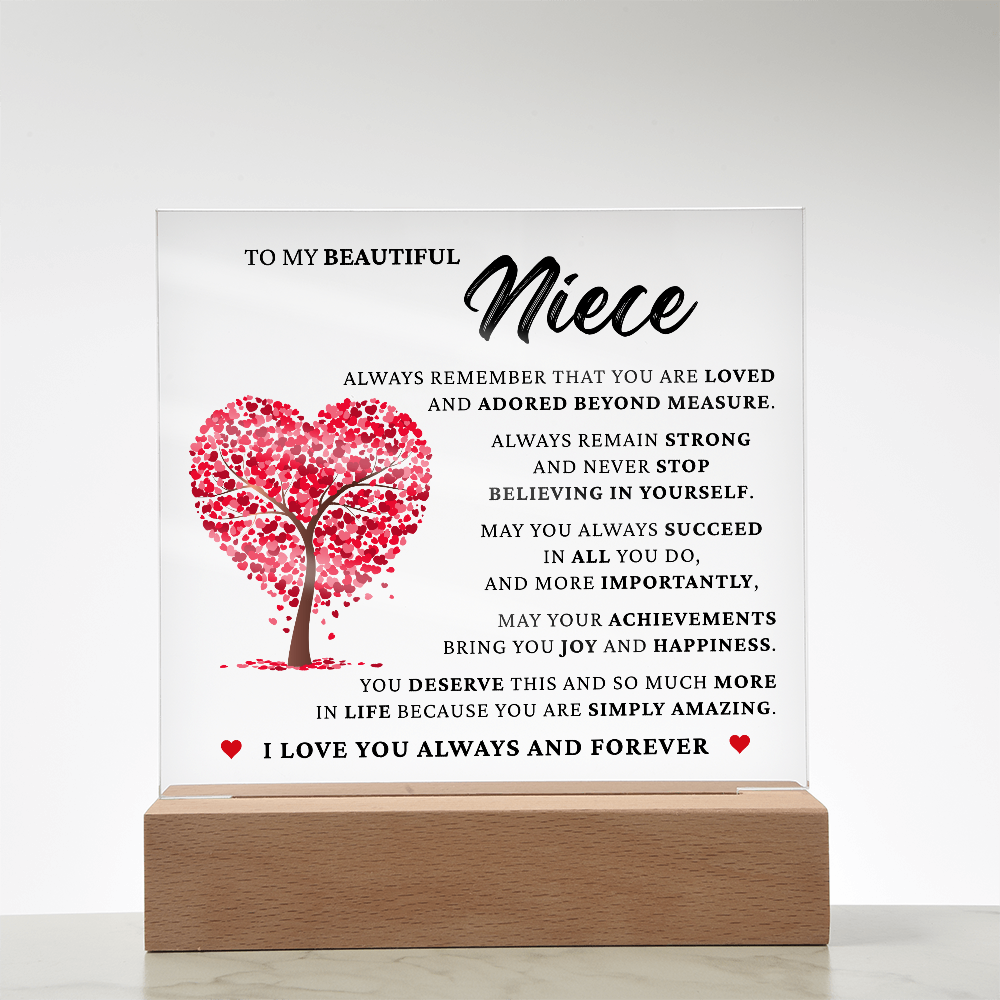 Acrylic Square Plaque - To My Beautiful Niece "You Are Simply Amazing"