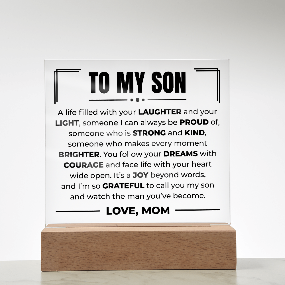 Acrylic Square Plaque - To My Son