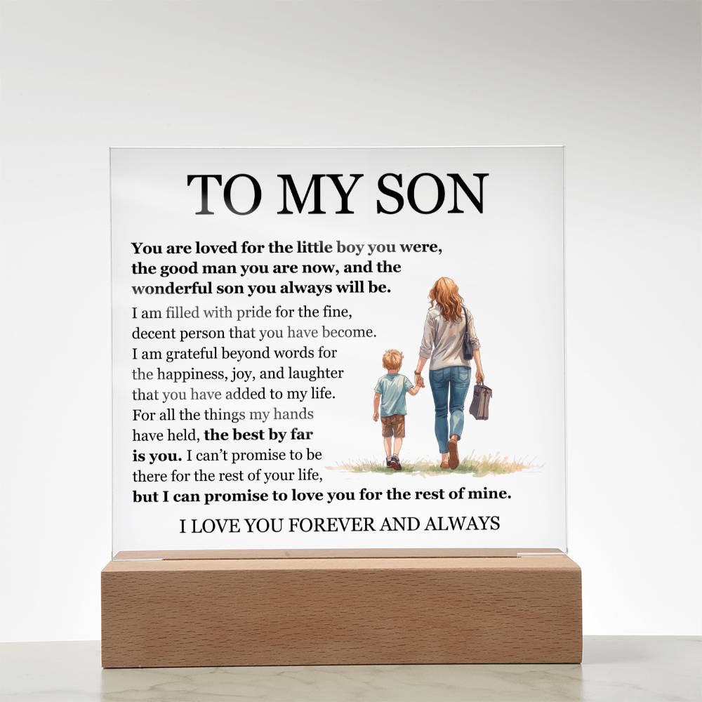 Acrylic Square Plaque - To My Son "The Best By Far is You"