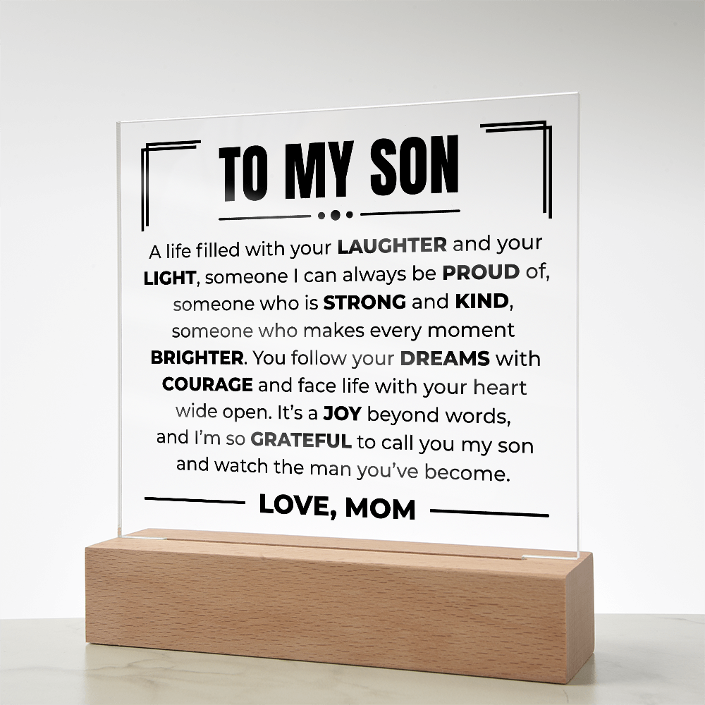 Acrylic Square Plaque - To My Son